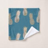 Aquamarin Blue Glam Ananas Badhandtuch Set (Waschlappen)