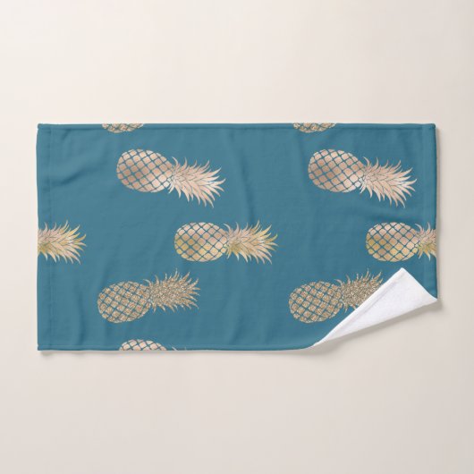 Aquamarin Blue Glam Ananas Badhandtuch Set (Handtuch)