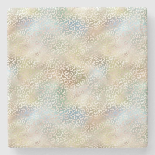 Aquamarin Blue Glam Leopard Print Steinuntersetzer (Vorderseite)