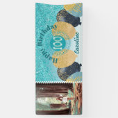 Aquamarin Blue Glitzer 100. Geburtstag & Balloons Banner (Vertikal)