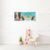 Aquamarin Blue Glitzer 20. Geburtstag & Balloons Banner (Insitu)