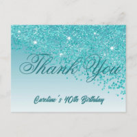 Aquamarin Blue Glitzer, 40. Geburtstag Danke