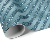 Aquamarin Blue Glitzer Glam Streifen Geschenkpapier (Rolleneckpunkt)
