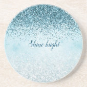 Aquamarin Blue Glitzer Glitz Funkelglasur Getränkeuntersetzer (Vorne)