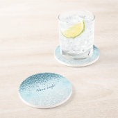 Aquamarin Blue Glitzer Glitz Funkelglasur Getränkeuntersetzer (Seite)