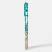 Aquamarin Blue Glitzer, Graumarmor Mobile Case-Mate iPhone Hülle (Rückseite / Links)
