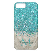 Aquamarin Blue Glitzer, Graumarmor Mobile Case-Mate iPhone Hülle (Rückseite)