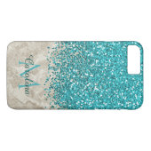 Aquamarin Blue Glitzer, Graumarmor Mobile Case-Mate iPhone Hülle (Rückseite (Horizontal))