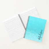Aquamarin Blue Glitzer Lights Personalisiert Notizblock (Innenseite)