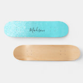 Aquamarin Blue Glitzer Lights Personalisiert Skateboard (Horizontal)