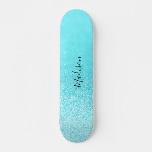 Aquamarin Blue Glitzer Lights Personalisiert Skateboard (Vorne)