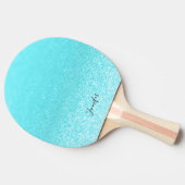 Aquamarin Blue Glitzer Lights Personalisiert Tischtennis Schläger (Seitenansicht)