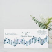 Aquamarin Blue Glitzer Music Long Wedding Einladun Einladung (Stehend Vorderseite)