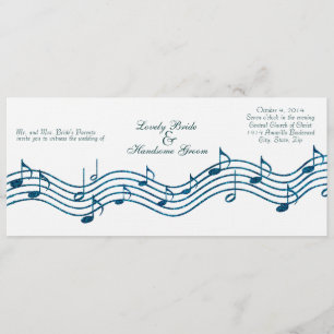 Aquamarin Blue Glitzer Music Long Wedding Einladun Einladung