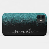 Aquamarin Blue Glitzer Ombre Handgeschriebener Ind Case-Mate iPhone Hülle (Rückseite (Horizontal))