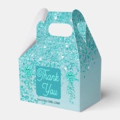 Aquamarin Blue Glitzer & Ribbon 18. Geburtstag Geschenkschachtel (Rückseite)