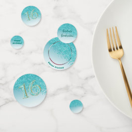 Aquamarin Blue Glitzer Sweet 16 Geburtstag Foto Co Konfetti