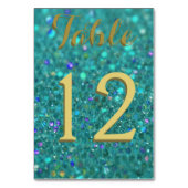 Aquamarin Blue Glitzer Tischnummer (Rückseite)