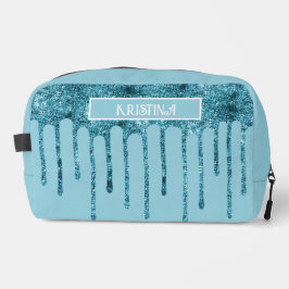 Aquamarin Blue Glitzer Tropfen auf Sky Blue Toilet Waschbeutel