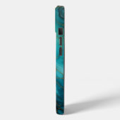 Aquamarin Blue Gold Abstrakt Marble Monogram Case-Mate iPhone Hülle (Rückseite / Links)
