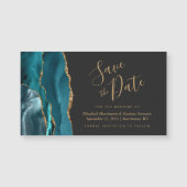 Aquamarin Blue Gold Agate Dark Magnetic Save the D Magnetkarte (Vorderseite)