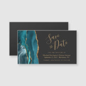 Aquamarin Blue Gold Agate Dark Magnetic Save the D Magnetkarte (Vorne/Hinten)