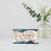 Aquamarin Blue Gold Agate Ivory Luxury Visitenkarte (Stehend Vorderseite)