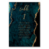 Aquamarin Blue Gold Agate Wedding Tischnummer (Rückseite)