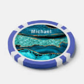 Aquamarin Blue Gold Aqua Marbella Individuelle Nam Pokerchips (Einzeln)