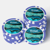 Aquamarin Blue Gold Aqua Marbella Individuelle Nam Pokerchips (Stapel)