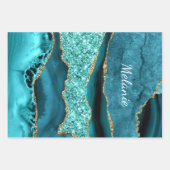 Aquamarin Blue Gold Aqua Türkis Benutzerdefiniert  Geschenkpapier Set (Vorderseite 2)
