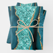 Aquamarin Blue Gold Aqua Türkis Benutzerdefiniert Geschenkpapier Set (Beispiel)
