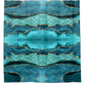Aquamarin Blue Gold Aqua Türkis Duschvorhang (Vorderseite)