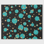 Aquamarin Blue Gold Confetti Dot Geschenkpapier (Flach)