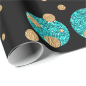 Aquamarin Blue Gold Confetti Dot Geschenkpapier (Rolleneckpunkt)