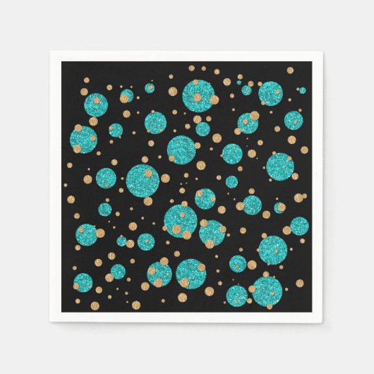 Aquamarin Blue Gold Confetti Dot Serviette (Vorderseite)