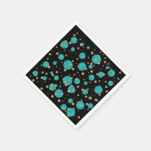 Aquamarin Blue Gold Confetti Dot Serviette (Ecke)