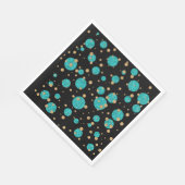 Aquamarin Blue Gold Confetti Polka Dots Serviette (Ecke)