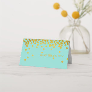Aquamarin Blue & Gold Dusche Party Vielen Dank Platzkarte