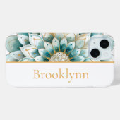 Aquamarin Blue Gold Floral Mandala Personalisiert Case-Mate iPhone Hülle (Rückseite (Horizontal))