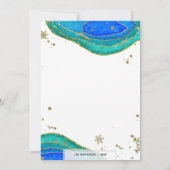 Aquamarin Blue & Gold Geode Agate Hanukkah Holiday Einladung (Rückseite)
