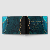 Aquamarin Blue Gold Glitzer Agate Wedding Gästebuch (Voll)