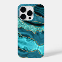 Aquamarin Blue Gold Glitzer Aqua Turquoise iPhone 