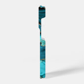 Aquamarin Blue Gold Glitzer Aqua Turquoise iPhone  iPhone Hülle (Linke Seite)