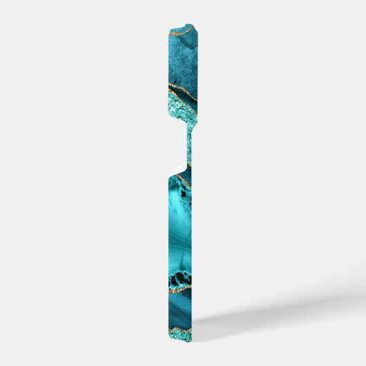 Aquamarin Blue Gold Glitzer Aqua Turquoise iPhone iPhone Hülle (Rechte Seite)