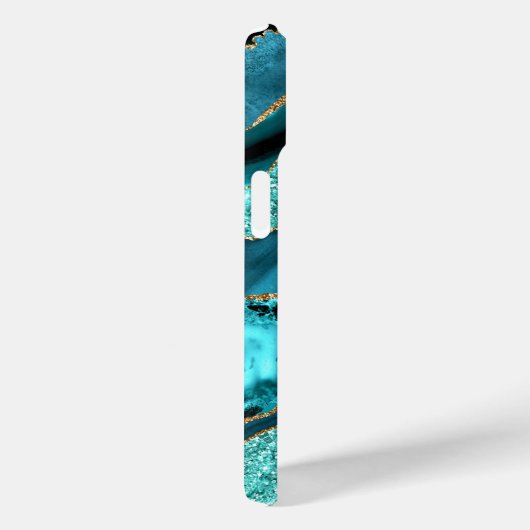 Aquamarin Blue Gold Glitzer Benutzerdefinierter Te Case-Mate iPhone Hülle (Rückseite / Rechts)
