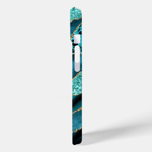 Aquamarin Blue Gold Glitzer Benutzerdefinierter Te Case-Mate iPhone Hülle (Rückseite / Links)