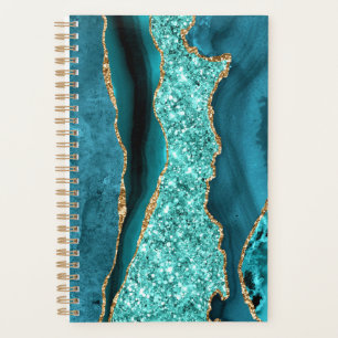 Aquamarin Blue Gold Glitzer Funkelnd Planer