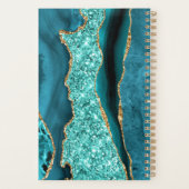 Aquamarin Blue Gold Glitzer Funkelnd Planer (Rückseite)