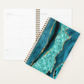 Aquamarin Blue Gold Glitzer Funkelnd Planer (Anzeige)